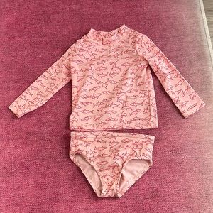 Amazon Essentials Baby Girls 2-Piece Long-Sleeve Rash Guard Set Size 12m